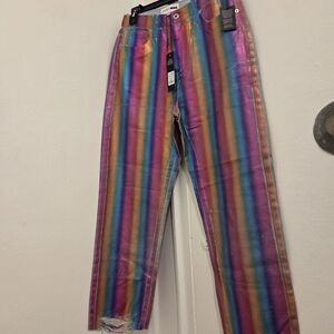 Fashion Nova Multicolor Striped Cropped Jeans